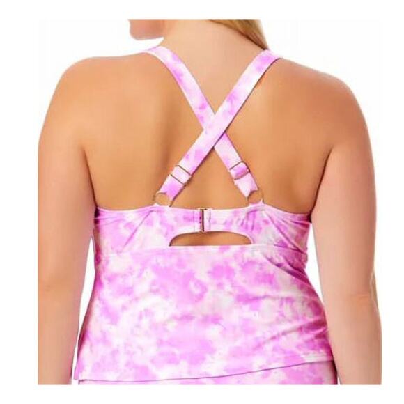California Waves LAVENDER Purple Tie-Dye Swim Tankini Top 2X  20 / 22 - Picture 4 of 4